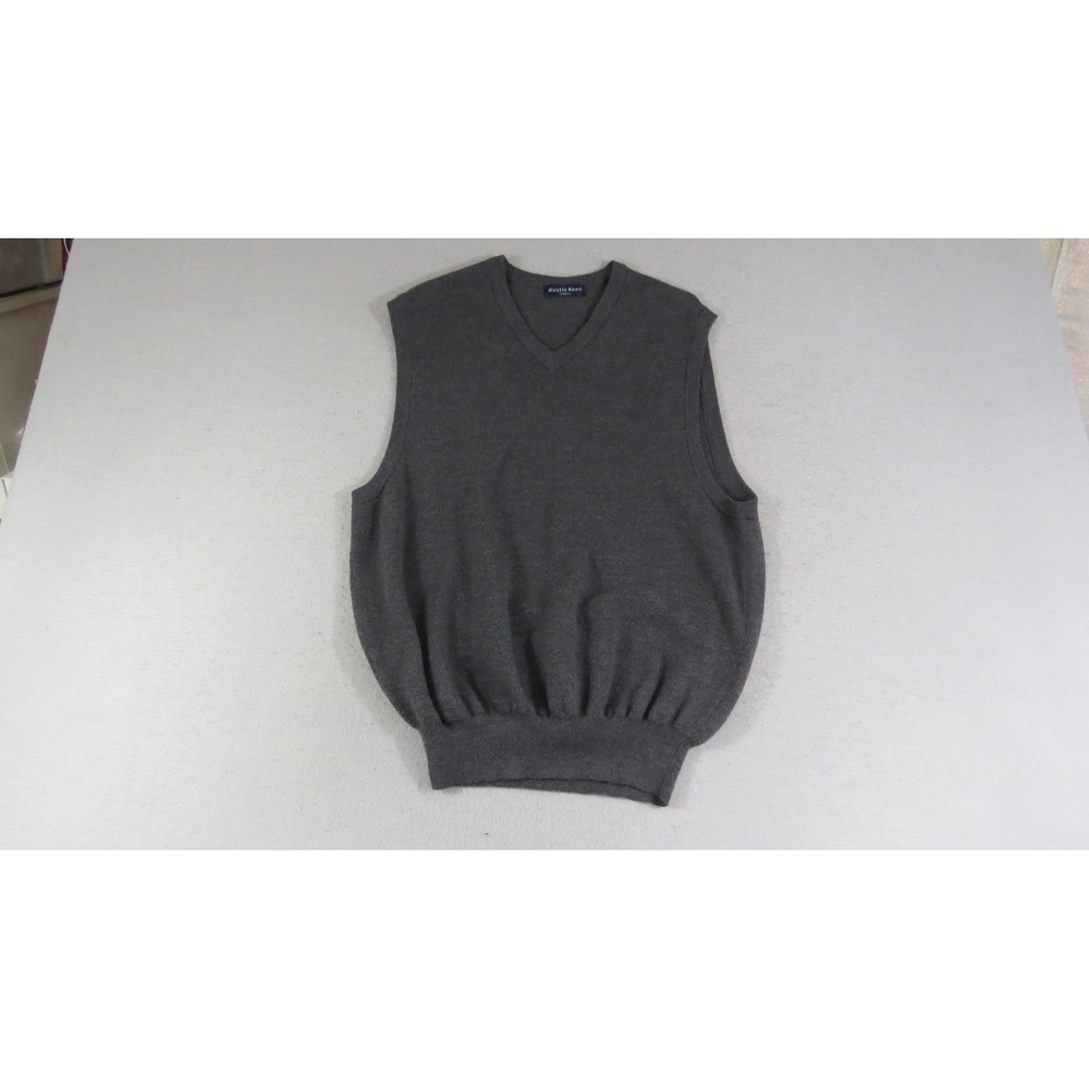 VTG Austin‎ Reed London Sweater Vest Mens L Gray Merino Wool V Neck Golf Classic